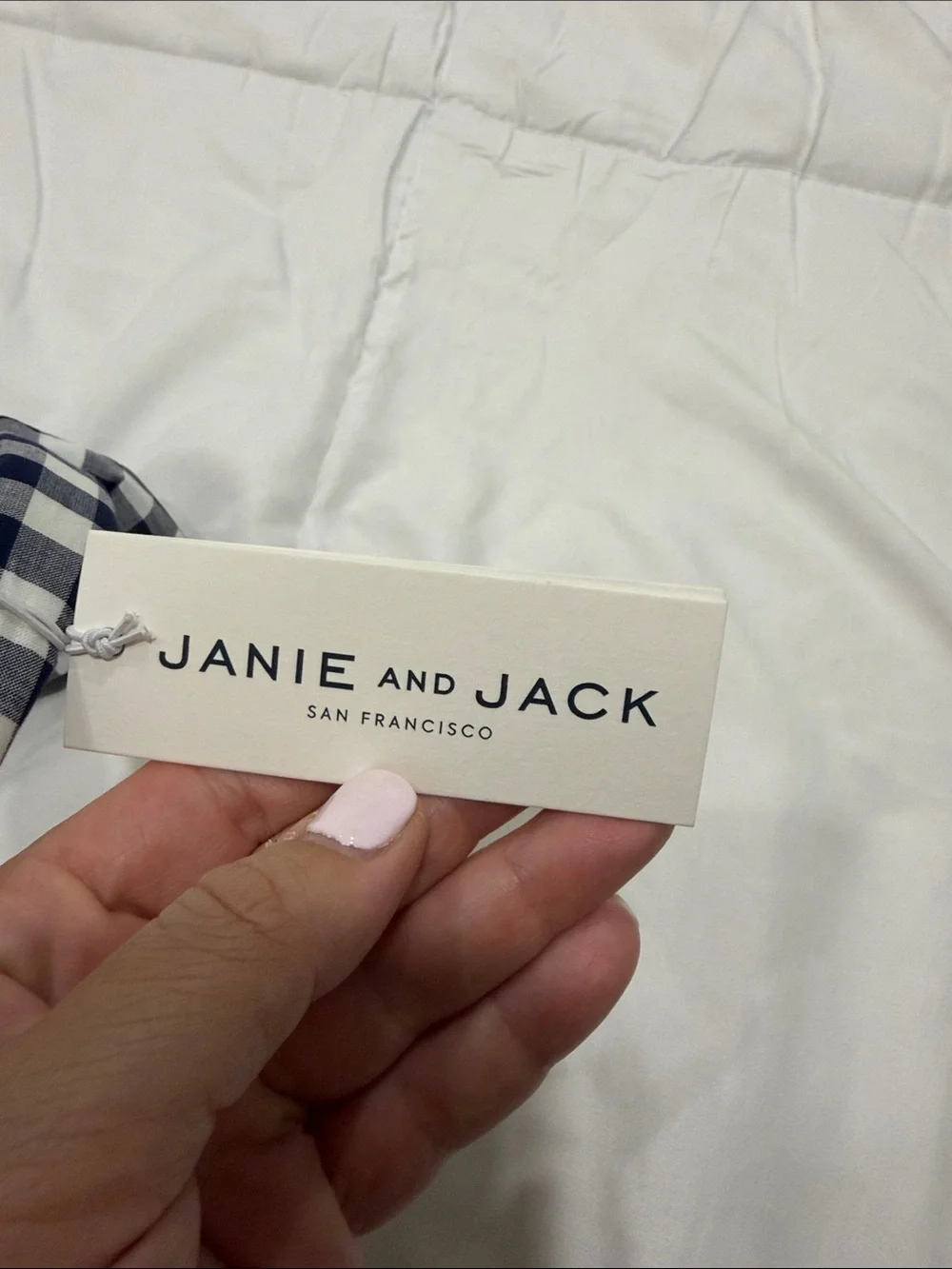Janie and Jack Navy and White Gingham Knot Headband